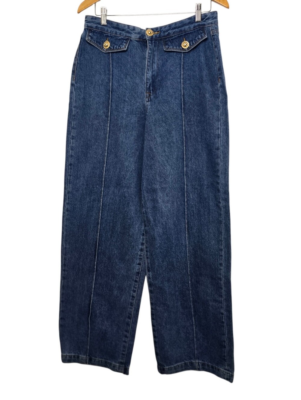 BlankNYC Women's The Franklin Pintuck High Waist Wide Leg Denim Jeans NWT Sz 29